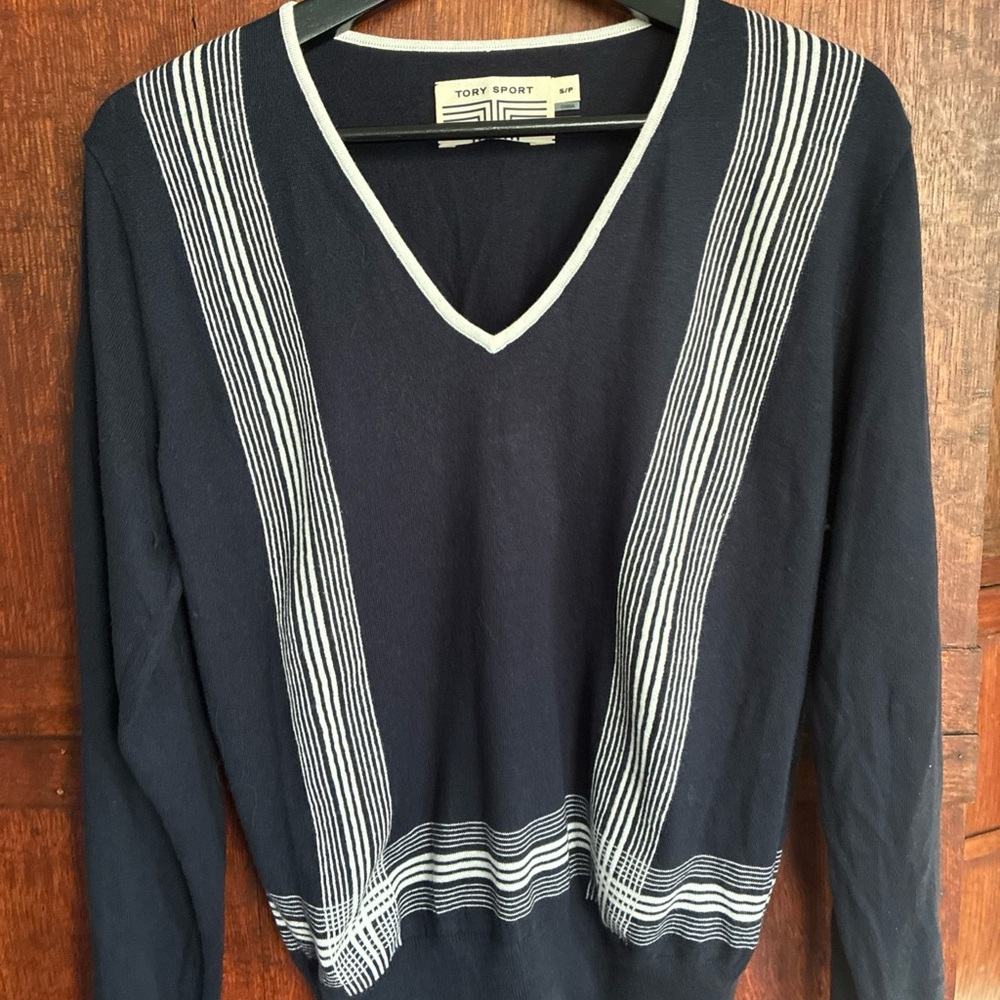Tory Sport Navy V-Neck golf Sweater